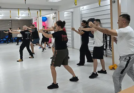 After four months: Gjorgji Cvetkovski training with over 16 students at his packed Wing Chun - Kung Fu "TAO" school.